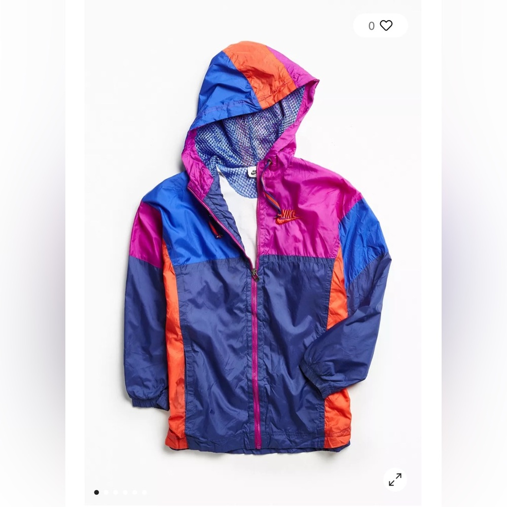Vintage Nike Blue Purple Red '90s Prep Sport Windbreaker Jacket. Womens large.
